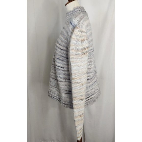 Halston Sweater L Puff Sleeve Space-Dyed Mock Neck Knit Cozy - Picture 3 of 10